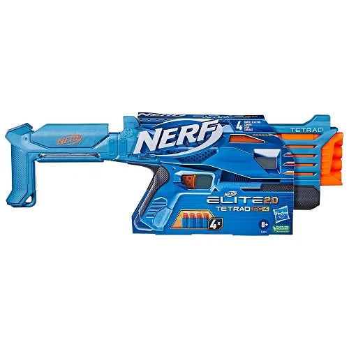 Nerf Elite 2.0 Tetrad QS 4 Foam Blaster Toy Gun Darts Outdoor for Boys