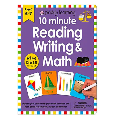 10 minute reading writing and math wipe clean workbook with pen