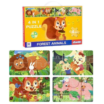 4 in 1 puzzle forest animals 1