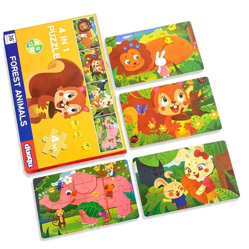 4 in 1 puzzle forest animals 2