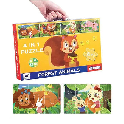 4 in 1 puzzle forest animals 4