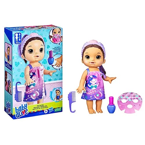 baby alive glam spa baby doll brunette 6