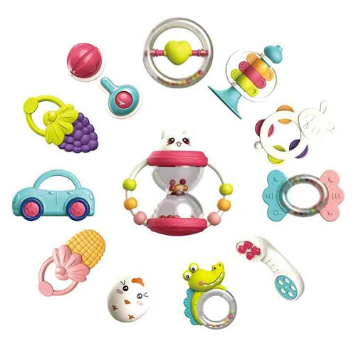 Modern Baby Rattle Baby Rattle 12 pc Set Newborn Infant Toys Sensory Teethers
