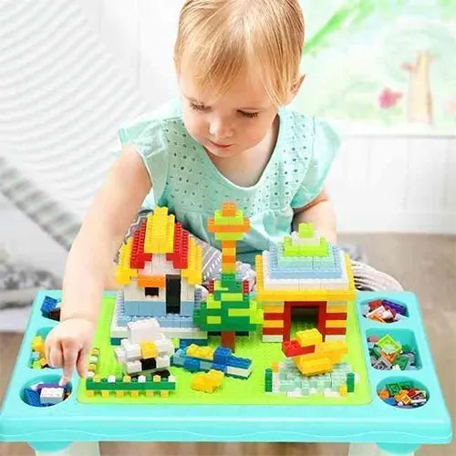 Table With Blocks Building Blocks Table with Storage & 300 Bricks for Kids – Bembiland