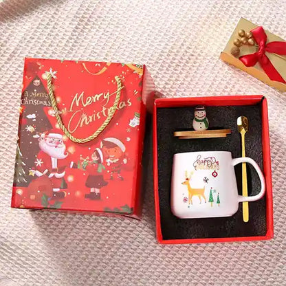 christmas white mug with spoon 4