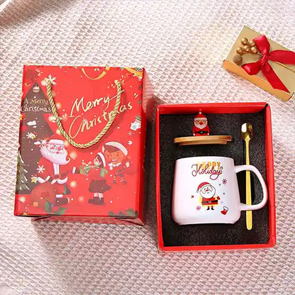 christmas white mug with spoon 5