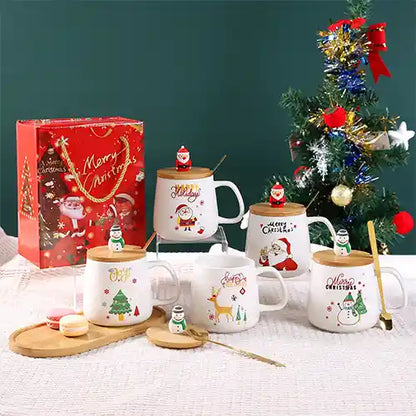 christmas white mug with spoon 7