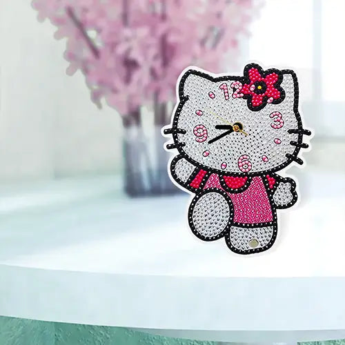 clock diy diamond painting kitty 2