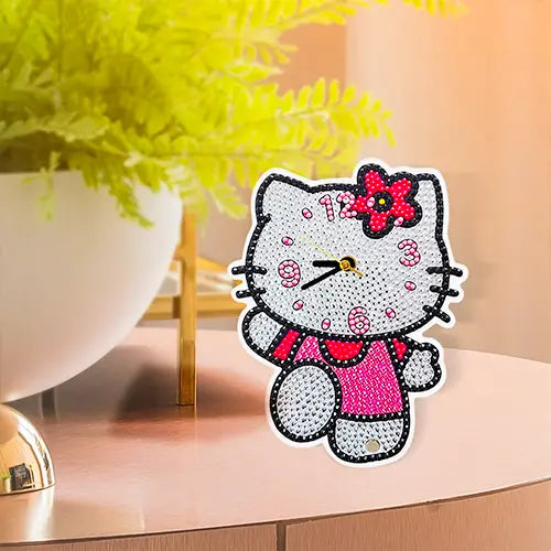 clock diy diamond painting kitty 3