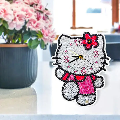 clock diy diamond painting kitty 4