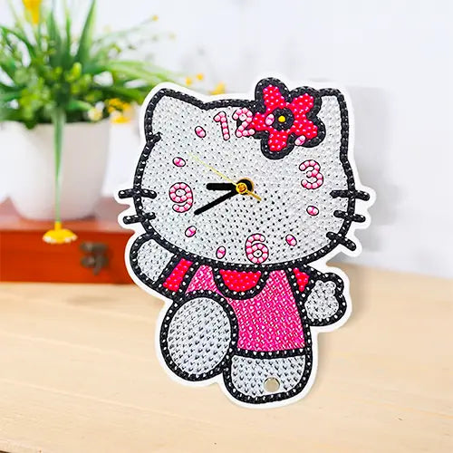 clock diy diamond painting kitty 5