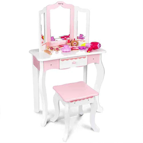 dressing table with pink accessories 1