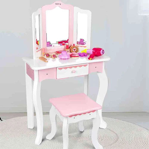 dressing table with pink accessories 2