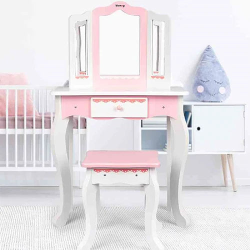 dressing table with pink accessories 3