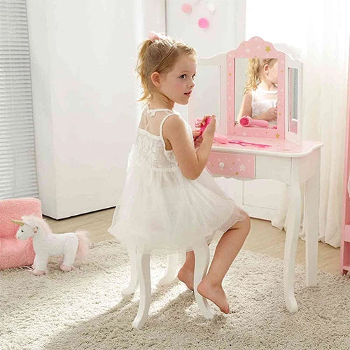 dressing table with pink accessories 8