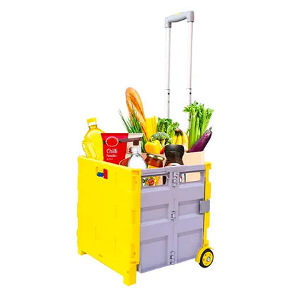 foldable shopping trolley with adjustable handle blue and yellow 25 kg 18