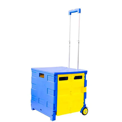 foldable shopping trolley with adjustable handle blue and yellow 25 kg 19