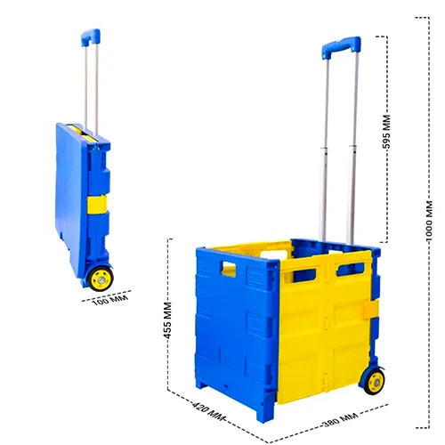 foldable shopping trolley with adjustable handle blue and yellow 25 kg 20