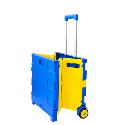 foldable shopping trolley with adjustable handle blue and yellow 25 kg 21