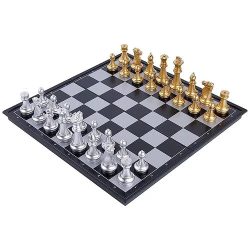 magnetic chess golden and silver pieces set 14 inch 1