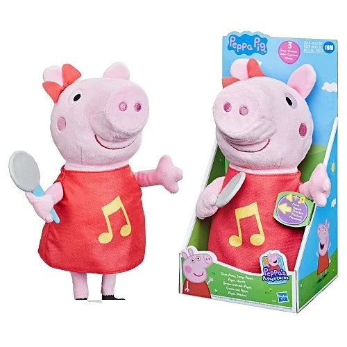 peppa pig oink along songs peppa singing plush doll with sparkly red dress and bow 1