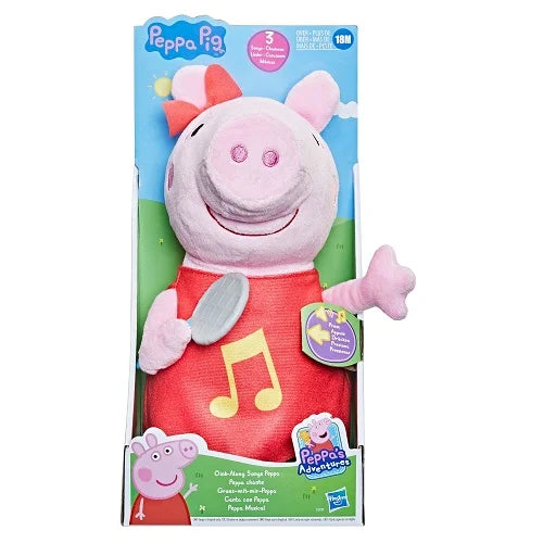 peppa pig oink along songs peppa singing plush doll with sparkly red dress and bow 3