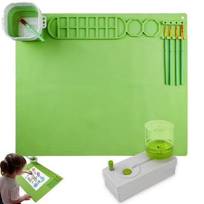 silicone painting mat with foldable cup and paintbrushes 1