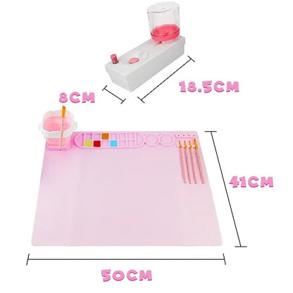 silicone painting mat with foldable cup and paintbrushes 14