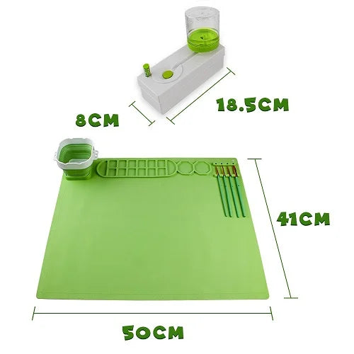 silicone painting mat with foldable cup and paintbrushes 4