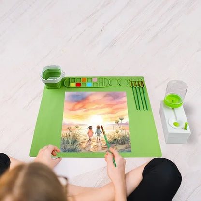 silicone painting mat with foldable cup and paintbrushes 5