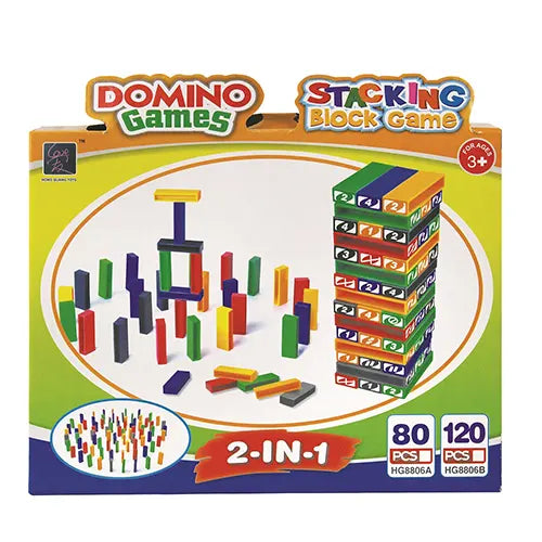 Stacking Blocks Game 120 pc Tower Building Domino Toy